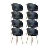 Rikki dining tuinstoel set van 8 | kunststof | zwart + houtlook