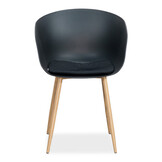 Rikki dining tuinstoel set van 8 | kunststof | zwart + houtlook