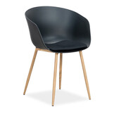 Rikki dining tuinstoel set van 8 | kunststof | zwart + houtlook