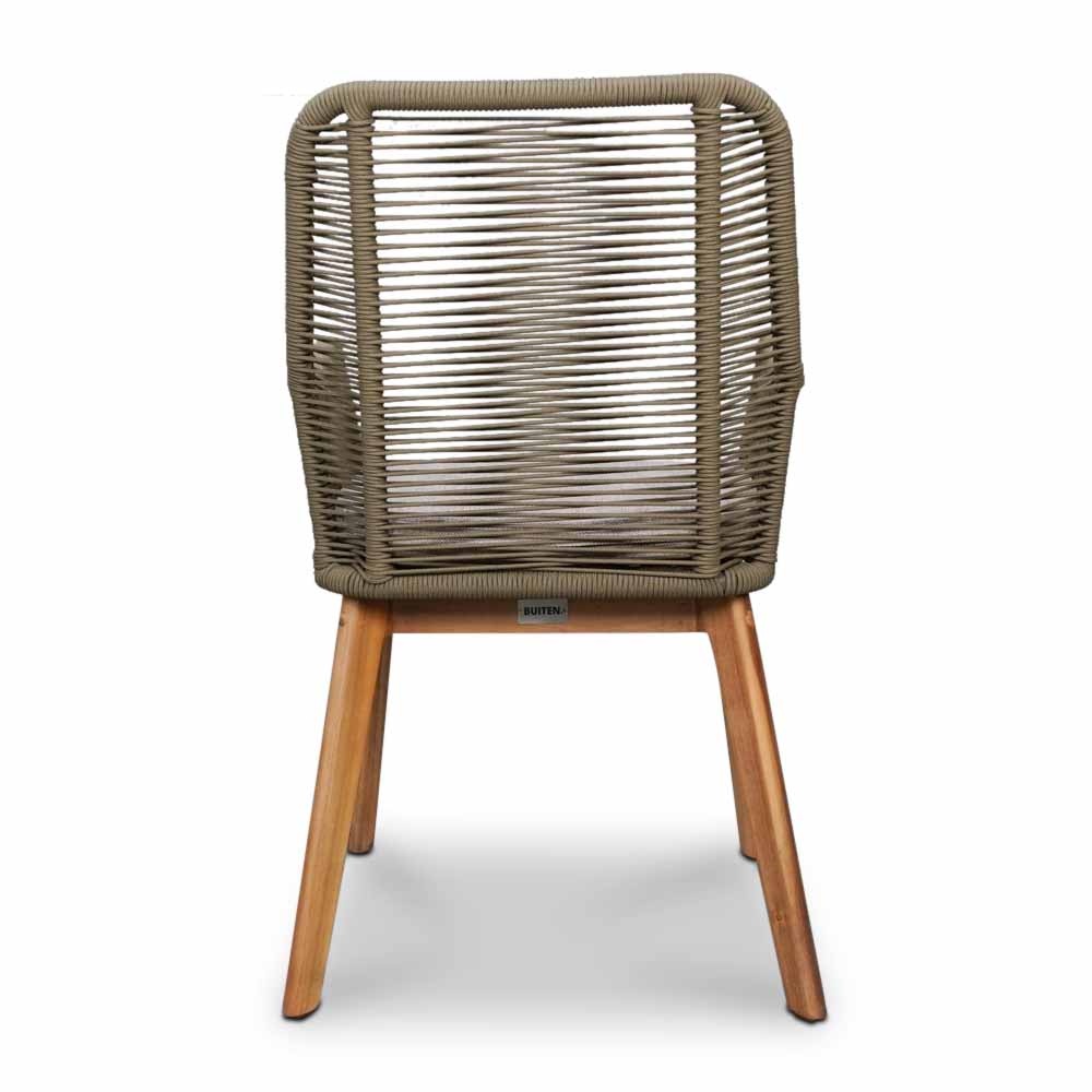 Padua dining tuinstoel set van 6 | touw + hardhout | olijfgroen