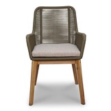 Padua dining tuinstoel set van 8 | touw + hardhout | olijfgroen