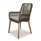 Padua dining tuinstoel set van 8 | touw + hardhout | olijfgroen