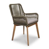 Padua dining tuinstoel set van 8 | touw + hardhout | olijfgroen