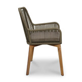 Padua dining tuinstoel set van 8 | touw + hardhout | olijfgroen
