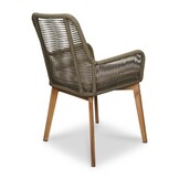 Padua dining tuinstoel set van 8 | touw + hardhout | olijfgroen