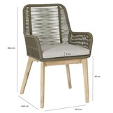 Padua dining tuinstoel set van 8 | touw + hardhout | olijfgroen