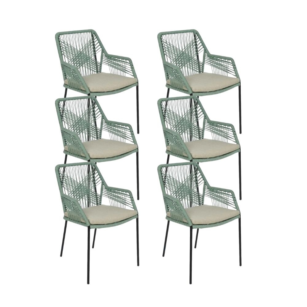 Seville dining tuinstoel stapelbaar set van 6 | touw + staal | mint