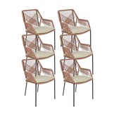 Seville dining tuinstoel stapelbaar set van 6 | touw + staal | terra