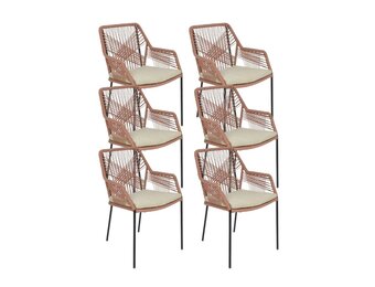 Seville dining tuinstoel stapelbaar set van 6 | touw + staal | terra