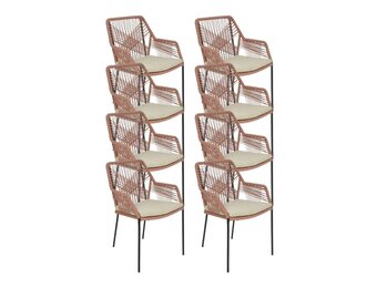 Seville dining tuinstoel stapelbaar set van 8 | touw + staal | terra