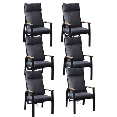 Annecy dining tuinstoel set van 6 | aluminium | antraciet