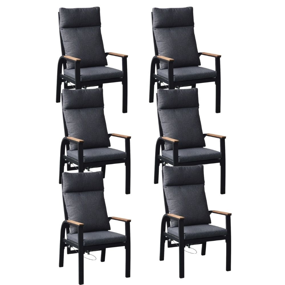 Annecy dining tuinstoel set van 6 | aluminium | antraciet