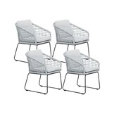 Tulum dining stoel set van 4 | touw + RVS | grijs