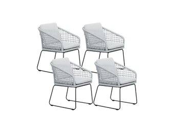 Tulum dining stoel set van 4 | touw + RVS | grijs