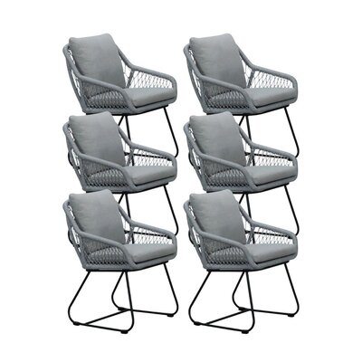 Portofino dining tuinstoel set van 6 | touw + RVS | grijs