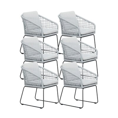 Tulum dining stoel set van 6 | touw + RVS | grijs