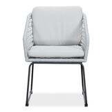 Tulum dining stoel set van 6 | touw + RVS | grijs