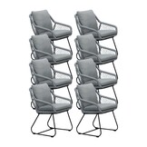 Portofino dining tuinstoel set van 8 | touw + RVS | grijs