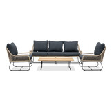 Portofino stoel-bank loungeset 5 personen | aluminium + teakhout | zand | 4-delig
