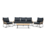 Portofino stoel-bank loungeset 5 personen | aluminium + teakhout | zand | 4-delig