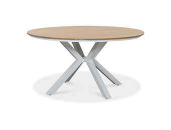 Calgary dining tuintafel 6 personen | polywood + aluminium | Natural Wood | Ø144cm rond