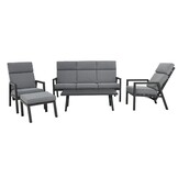 Melson stoel-bank loungeset - verstelbaar 5 personen | aluminium | antraciet | 5-delig