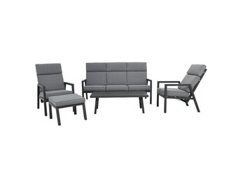 Melson stoel-bank loungeset - verstelbaar 5 personen | aluminium | antraciet | 5-delig