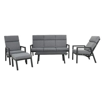 Melson stoel-bank loungeset - verstelbaar 5 personen | aluminium | antraciet | 5-delig
