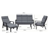 Melson stoel-bank loungeset - verstelbaar 5 personen | aluminium | antraciet | 5-delig