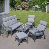 Melson stoel-bank loungeset - verstelbaar 5 personen | aluminium | antraciet | 5-delig