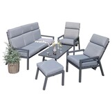 Melson stoel-bank loungeset - verstelbaar 5 personen | aluminium | antraciet | 5-delig