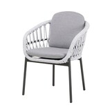 Cleve/Bari wit dining tuinset | 4 personen | teakhout + touw | 200cm ovaal