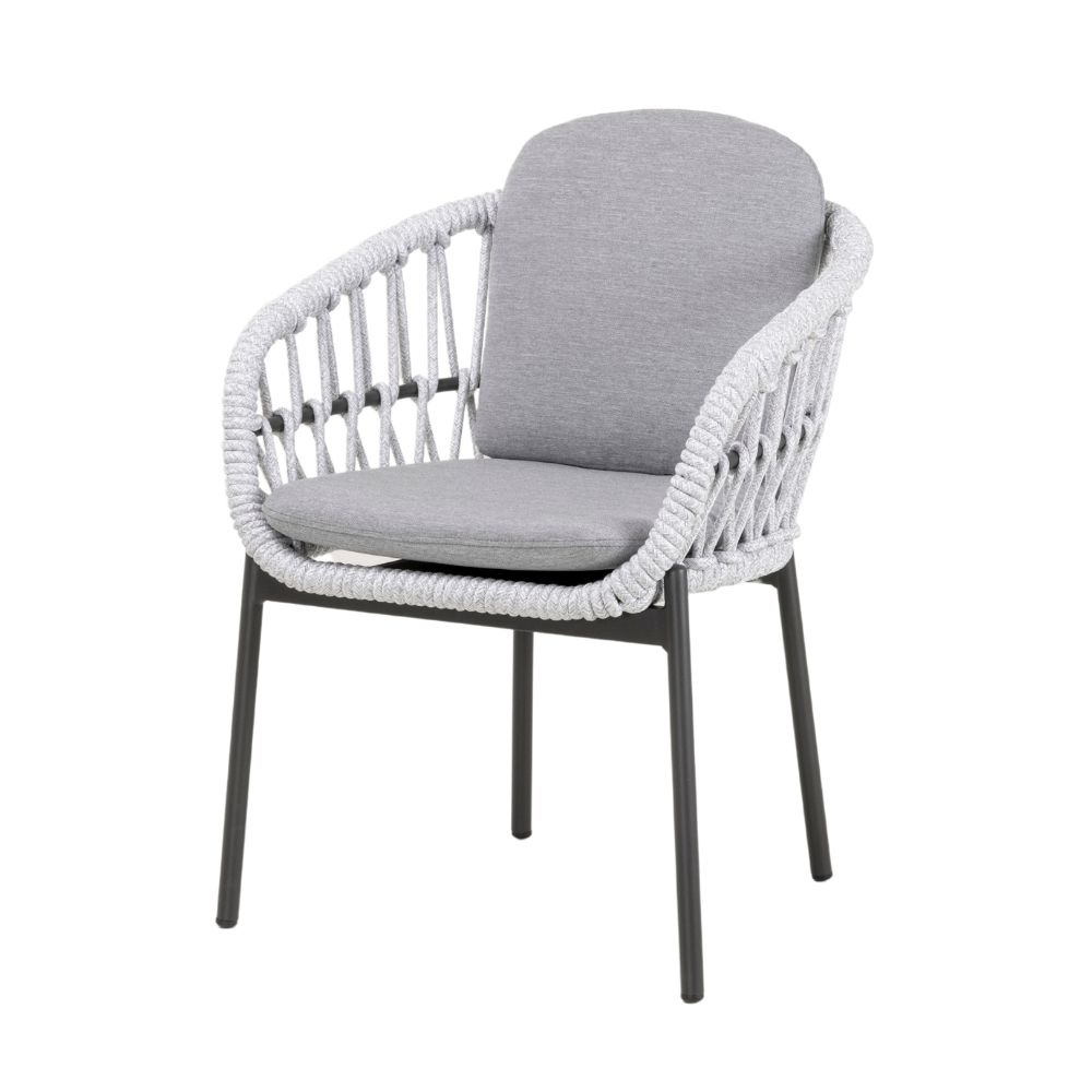 Cleve/Bari wit dining tuinset | 4 personen | teakhout + touw | 200cm ovaal