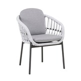 Cleve/Bari wit dining tuinset | 4 personen | teakhout + touw | 200cm ovaal