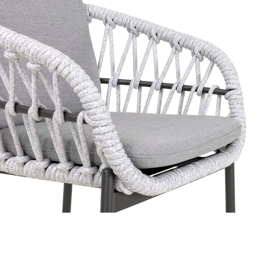 Cleve/Bari wit dining tuinset | 4 personen | teakhout + touw | 200cm ovaal