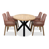 Cleve/Padua terra dining tuinset | 4 personen | teakhout + touw | 200cm ovaal