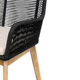 Cleve/Padua zwart dining tuinset | 4 personen | teakhout + touw | 200cm ovaal