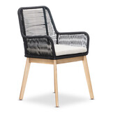 Cleve/Padua zwart dining tuinset | 4 personen | teakhout + touw | 200cm ovaal