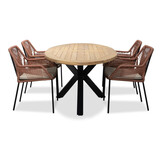 Cleve/Seville terra dining tuinset | 4 personen | teakhout + touw | 200cm ovaal