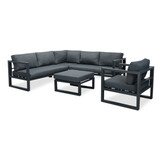 Cordoba hoek loungeset met stoel 6 personen | aluminium | antraciet | 5-delig - 228x228cm