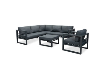 Cordoba hoek loungeset met stoel 6 personen | aluminium | antraciet | 5-delig - 228x228cm