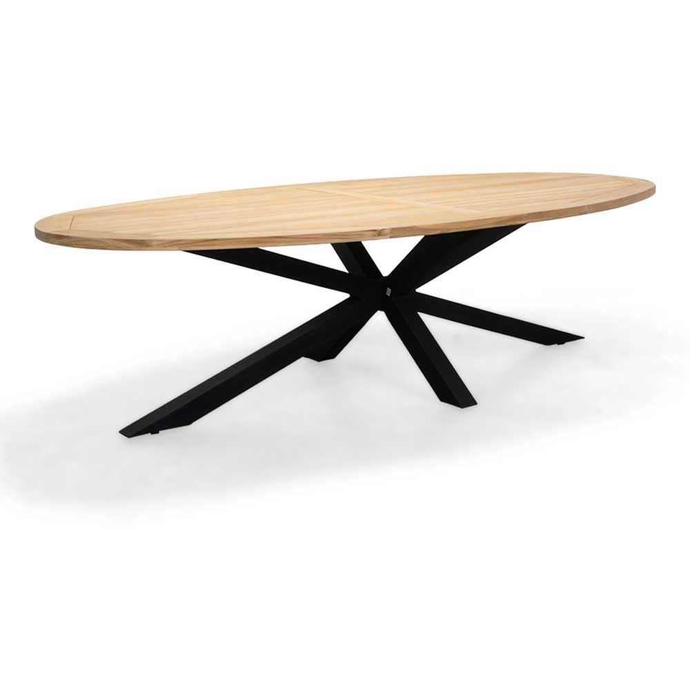 Cleve/Seville zand dining tuinset | 8 personen | teakhout + touw | 280cm ovaal