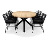 Cleve/Napels dining tuinset | 8 personen | teakhout + wicker | 280cm ovaal