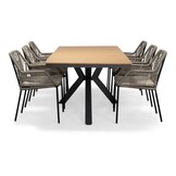 Durban/Seville zand dining tuinset | 6 personen | polywood + touw | 218cm