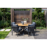 Cervo Natural/Calgary antraciet dining tuinset | 5 personen | polywood + aluminium | 144cm rond