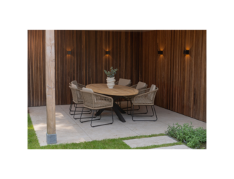 Cleve/Tulum Sahara Dust dining tuinset | 6 personen | teakhout + touw | 240cm ovaal