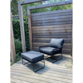 Portofino loungestoel tuin met voetenbank | touw + RVS | zwart