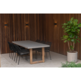 Lausanne/Seville zwart dining tuinset | 6 personen | betonlook + touw | 250cm