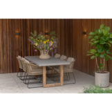 Lausanne/Tulum Sahara Dust dining tuinset | 6 personen | betonlook + touw | 250cm