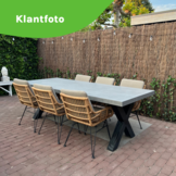 Lyon/Carlos taupe dining tuinset | 6 personen | betonlook + hardhout | 250cm